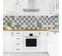 micasia Crédence de cuisine adhésive imperméable à motifs sans joint revêtement mural avec motif film rigide mat gris fond de hotte imitation carrelage 1037 (400x70cm)