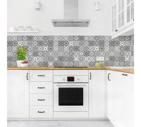 micasia Crédence de cuisine adhésive imperméable à motifs sans joint revêtement mural avec motif film rigide mat gris fond de hotte imitation carrelage 1138 (50x80cm)