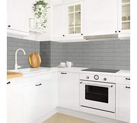 micasia Crédence de cuisine adhésive imperméable à motifs sans joint revêtement mural avec motif film rigide mat gris fond de hotte imitation carrelage 1118 (300x80cm)