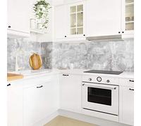 micasia Crédence de cuisine adhésive imperméable à motifs sans joint revêtement mural avec motif film rigide mat gris fond de hotte effet 3d style shabby chic 1110 (200x50cm)