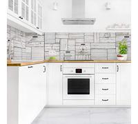 micasia Crédence de cuisine adhésive imperméable à motifs sans joint revêtement mural avec motif film rigide mat gris fond de hotte effet bois style vintage 1200 (250x50cm)