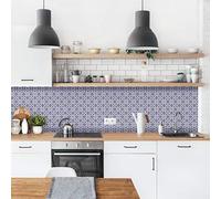micasia Crédence de cuisine adhésive imperméable à motifs sans joint revêtement mural avec motif film rigide mat violet fond de hotte imitation carrelage 1074 (100x60cm)