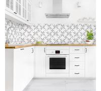micasia Crédence de cuisine adhésive imperméable à motifs sans joint revêtement mural géométrique film rigide mat gris fond de hotte imitation carrelage abstrait 2044 (100x50cm)