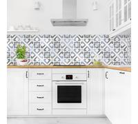 micasia Crédence de cuisine adhésive imperméable à motifs sans joint revêtement mural ornements film rigide mat gris fond de hotte imitation carrelage abstrait 1996 (350x70cm)