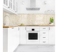 micasia Crédence de cuisine adhésive imperméable avec motif sans joint revêtement mural avec motif film rigide mat jaune fond de hotte imitation carrelage 2074 (250x50cm)