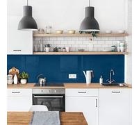 micasia Crédence de cuisine adhésive imperméable avec motif sans joint revêtement mural avec motif film rigide mat bleu fond de hotte style uni 1187 (200x60cm)