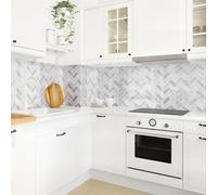 micasia Crédence de cuisine adhésive imperméable avec motif sans joint revêtement mural avec motif film rigide mat gris fond de hotte imitation carrelage 2073 (300x80cm)