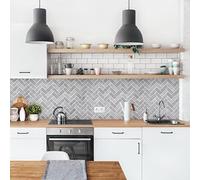 micasia Crédence de cuisine adhésive imperméable avec motif sans joint revêtement mural avec motif film rigide mat gris fond de hotte imitation carrelage 2068 (350x50cm)