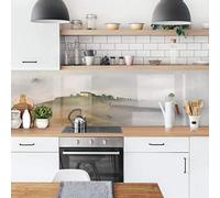 micasia Crédence de cuisine adhésive imperméable forêt sans joint revêtement mural avec motif film rigide mat gris fond de hotte motif 1441 (280x80cm)