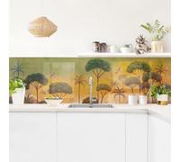 micasia Crédence de cuisine adhésive imperméable forêt sans joint revêtement mural plantes film rigide mat vert fond de hotte style tropical 2261 (350x100cm)