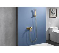 Mice BDAR025-5OC Robinet de douche monocommande avec poignée et flexible en laiton pour salle de bain avec douche à main Doré brossé