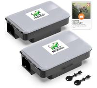 Mice&Co x2 Boîtes à Appât Raticide Inviolable, Piège à Rats et Souris Pro | Poste d'Appâtage Sécurisé Enfants & Animaux, Couvercle Transparent pour Contrôle, Double Entrée, Appât Non Inclus