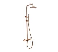 MICE - Colonne de douche avec levier unique intégré en acier inoxydable - Pulvérisateur extra plat - Robinetterie de salle de bain couleur cuivre - Or rose brossé