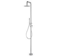 Mice Colonne de douche pour extérieur fabriquée en acier inoxydable S316 - Mitigeur 2 voies avec poignée de douche - Douches pour piscines, jardins et spa Couleur acier brossé
