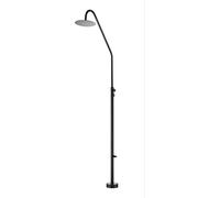 Mice - Douche extérieure en acier inoxydable 316 pour piscine et jardin, pulvérisateur rond 25 cm, hauteur 232 cm, avec robinet pour pieds - Noir mat