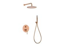 MICE - Ensemble de douche encastré mural monocommande à 2 voies - robinetterie salle de bain encastrée couleur cuivre - Or rose brossé - kit diucha de bain