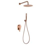 MICE - Ensemble de douche mitigeur encastré mural avec poignée et pommeau - Robinetterie de salle de bain à 2 voies - Kit de douche (Or rose brossé)