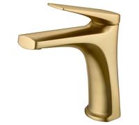 Mice - Robinet mitigeur pour lavabo fabriqué en laiton - Robinetterie de bain de lavabo pour eau chaude/froide (or brossé)