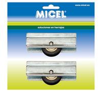 MICEL - 91897 - Roulement pour fenêtre coulissante CO-1B, avec boîtier métallique et roue, lot de 2, en aluminium, 40 x 12,9 x 18 mm