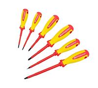 MichaelPro MP002030 Lot de 6 tournevis isolés VDE pour électricien, tournevis cruciformes professionnels et plats avec pointes magnétiques, lames testées à 10 000 V, acier CR-MO