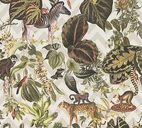 Michalsky Living 379903 Change is good Papier peint tropical Jungle Joy Papier peint intissé Beige/vert/multicolore mat lisse