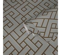 Michalsky Living Geometric Tapete Change is good Vliestapete Magic Meander grau gold weiß