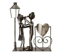 Michel Toys Porte-Bouteille Couple Dansant avec Lanterne pour Bougie Chauffe-Plat, métal, argenté
