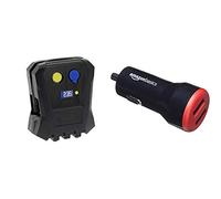 MICHELIN 009518 Mini Compresseur Digital pour Voiture 12V, 3,5 Bars + Amazon Basics Chargeur 2 Ports USB de Voiture pour appareils Apple et Android 4,8 Amp/24 W, Noir/Rouge