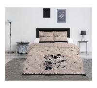 Mickey et Minnie Classic Housse de Couette 240x220 + 2 Taies 65x65 Disney | Parure de lit 2 personnes réversible | Romance vintage à pois | Licence Disney officielle | Cadeau couple
