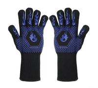 Micpointik Gants de soudage résistants à la chaleur jusqu'à 800 °C en fibre d'aramide avec poignée en silicone pour soudure, barbecue, pâtisserie, bleu et noir, gants de protection professionnels