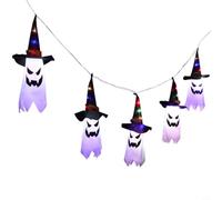 Micpointik Halloween Guirlande lumineuse citrouille chapeau de sorcière | Lot de 5 LED pour décoration intérieure et extérieure, IP44 résistant aux intempéries, alimenté par piles