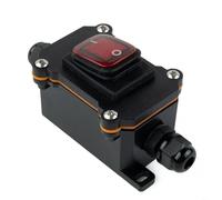 Micpointik IP65 Interrupteur à bascule marche/arrêt étanche 25 A avec indicateur LED rouge, boîtier PA66 robuste pour machines à outils et extérieur, passe-câble PG9 4-8 mm, 2 broches (220 V)