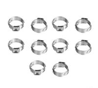 Micpointik Lot de 10 colliers de serrage en acier inoxydable pour réparations de tuyaux, étanchéité à 360° avec compensation de température, argent pour tuyaux de 7 à 14 mm, anneaux de serrage