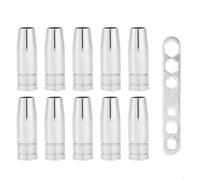 Micpointik Lot de 13 buses coniques pour brûleur de soudure MB14/MB15/15AK - Buse de gaz en cuivre robuste - Bouchon de protection - Accessoires pour soudage MIG/MAG, clé incluse, argent