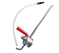 Micpointik Pompe à tambour rotative manuelle en alliage d'aluminium auto-amorçante pour huile carburant kérosène 55 gallons pour pompe de transfert de tonneau avec tuyau argenté