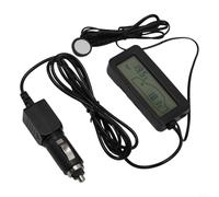 Micpointik Thermomètre LCD intérieur extérieur 12 V écran bleu noir | Thermomètre de véhicule avec capteur Plage de mesure -50 à +70 degrés Boîtier noir pour surveillance de voitures camions