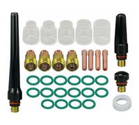Micpointik TIG pour Stubby Gas Lens Kit 33 pièces avec buses en verre Pyrex pour WP-17/18/26, DB-17/18/26 et SR-Torch, kit de corps de collet résistant à la chaleur pour accessoires de soudage