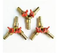 Micpointik Vanne à bille d'arrêt en laiton 5/16" 8 mm - Douille de tuyau pour carburant, gaz, eau, huile avec 3 pinces, valve en T robuste pour irrigation de jardin, construction, industrie automobile