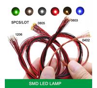 Micro Lampe LED SMD Filaire 0402 0603 0805 1206, 5 Pièces/Lot, Puce Filaire Litz Pré-Soudée, 20cm, 3V, Scènes de Modèle de Chemin de Fer, DIY 0603 jaune