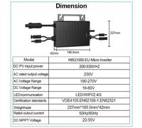 Micro-onduleur, Wi-Fi intégré, puissance de sortie élevée, 1 000 W, 220-230 V CA, 16-60 V CA