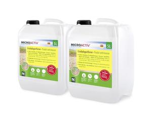 Microactiv Anti-Mousse Concentré 2 x 5L pour Terrasse, Toiture et Pierre | Destructeur de Dépôts Verts, Algues et Lichens - Formule Autonettoyante Professionnelle - Fait jusqu'à 100L de Produit Dilué