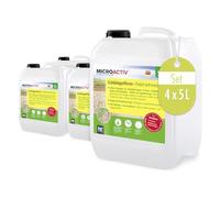 MICROACTIV® Nettoyant Pierre et Anti-Mousse Concentré 4 x 5L - Destructeur de Dépôts Verts, Algues et Lichens pour Terrasse, Mur, Toiture - Formule Autonettoyante Professionnelle