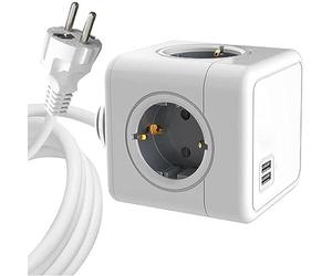 MicroConnect - 4 Way Schuko, 2 USB Ports Power Cube - with 1,5m Cable