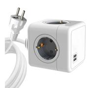 MicroConnect - 4 Way Schuko, 2 USB Ports Power Cube - with 1,5m Cable