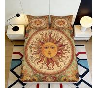 Microfiber Doux Bohemian Sun Fitted Sheet Impression 3D Vintage Moon Mattress Cover pour Chambre Cadeau fête 90x200x25cm