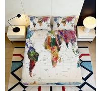 Microfiber Doux Carte du Monde Colorée Drap Housse 3D Printed Art Globe Housse de Matelas Cadeau Maison Mariage 90x200x25cm