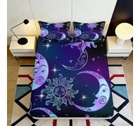 Microfiber Doux Celestial Moon Fitted Sheet Impression 3D Sun Bed Cover pour Cadeau Chambre Maison décoration 90x200x25cm
