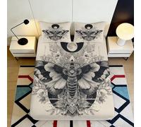 Microfiber Doux Moth Moon Fitted Sheet 3D Printed Skull Floral Bed Cover pour Cadeaux Maison Mariage Anniversaire 90x200x25cm