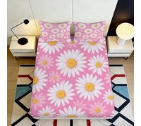 Microfiber Doux Rose Daisy Drap-Housse 3D Printed Protection Matelas Chambre Cadeau Décoration Polyvalente 90x200x25cm