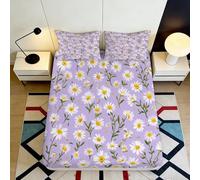 Microfiber Doux Violet Fitted Sheet Imprimé 3D Daisy Floral Bed Cover pour Cadeau Maison Mariage Anniversaire 90x200x25cm